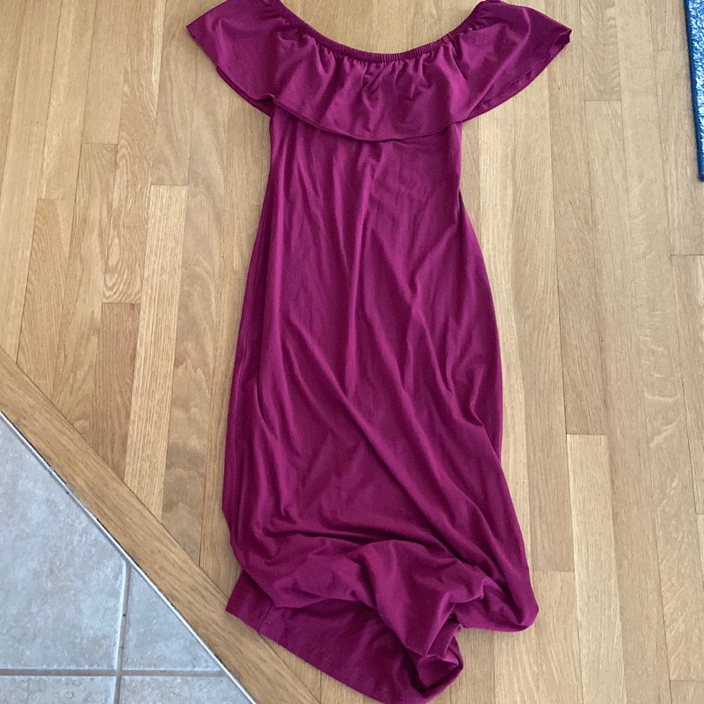 Modcloth Off the Shoulder Merlot Maxi Dress